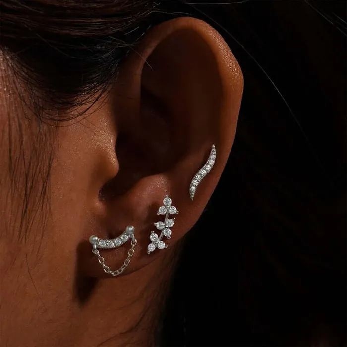 Trendolla Jewelry Earrings 14k Gold Dainty Olive Leaf Flat Back Earrings