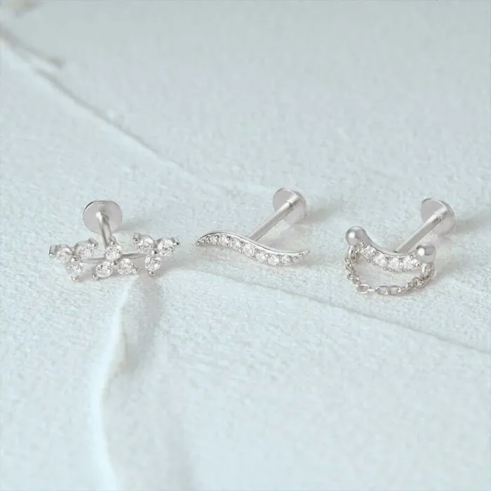 Trendolla Jewelry Earrings 14k Gold Dainty Olive Leaf Flat Back Earrings