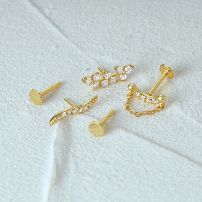 Trendolla Jewelry Earrings 14k Gold Dainty Olive Leaf Flat Back Earrings