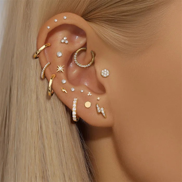 Trendolla Jewelry Earrings 14k GOLD Shining Star Gold Flat Back Earrings