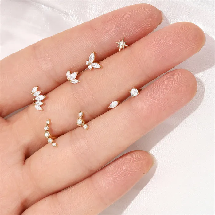 Trendolla Jewelry Earrings 14k GOLD Shining Star Gold Flat Back Earrings