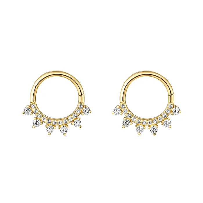 Trendolla Jewelry Earrings 14k GOLD Triangular Diamond Gold Huggie Earrings