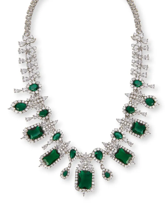 Curio Cottage Necklaces Square Sage Sparkle CZ Necklace Set Curio Cottage Necklaces Square Sage Sparkle CZ Necklace Set