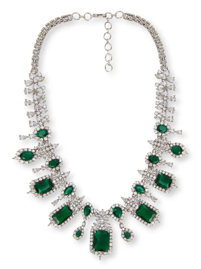 Curio Cottage Necklaces Square Sage Sparkle CZ Necklace Set Curio Cottage Necklaces Square Sage Sparkle CZ Necklace Set