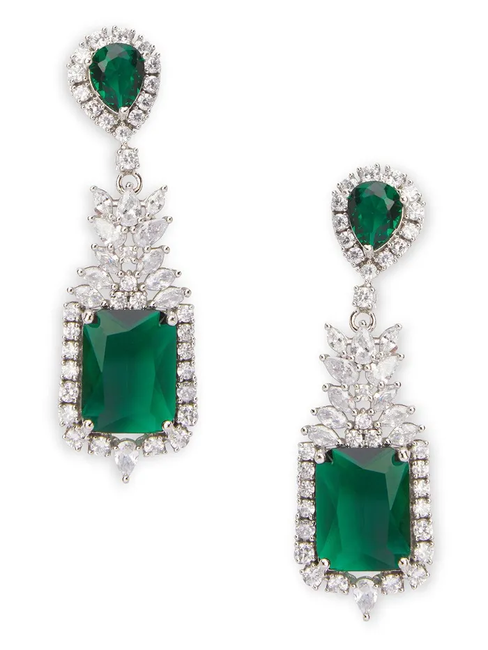 Curio Cottage Necklaces Square Sage Sparkle CZ Necklace Set Curio Cottage Necklaces Square Sage Sparkle CZ Necklace Set