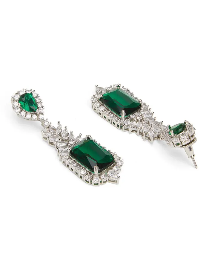 Curio Cottage Necklaces Square Sage Sparkle CZ Necklace Set Curio Cottage Necklaces Square Sage Sparkle CZ Necklace Set