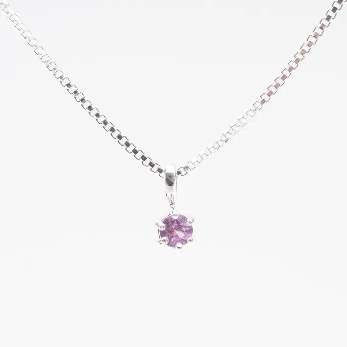 Necklaces Tashi Silver Round Claw Set Pink Sapphire Necklace
