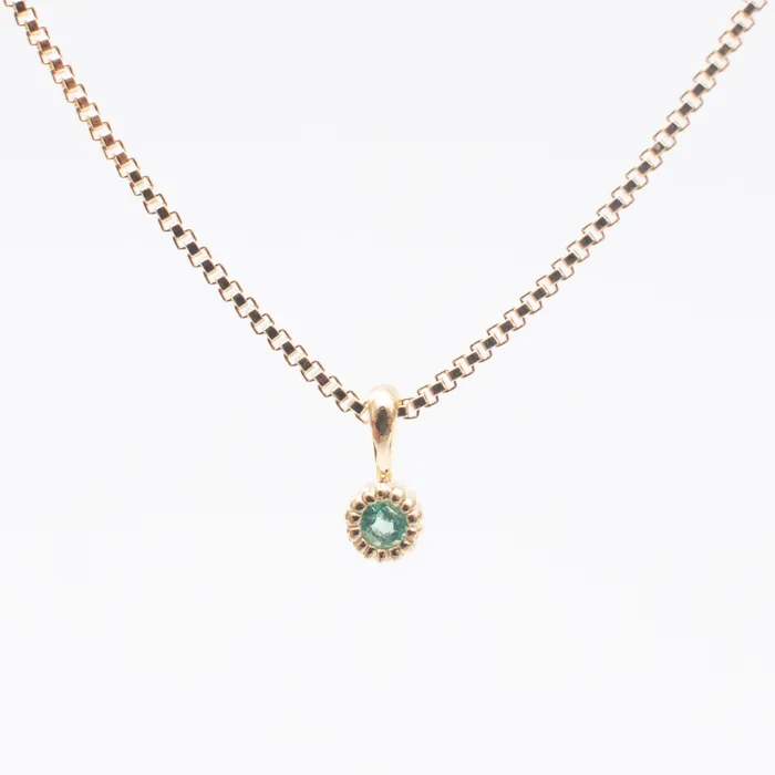 Tashi Necklaces Gold Vermeil Tiny Milgrain Edge Emerald Necklace