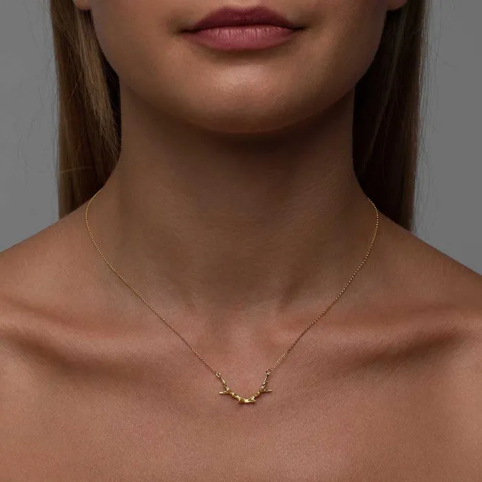 Tiny Rose Gold Vermeil Antler Necklace Mimi Marge Necklaces