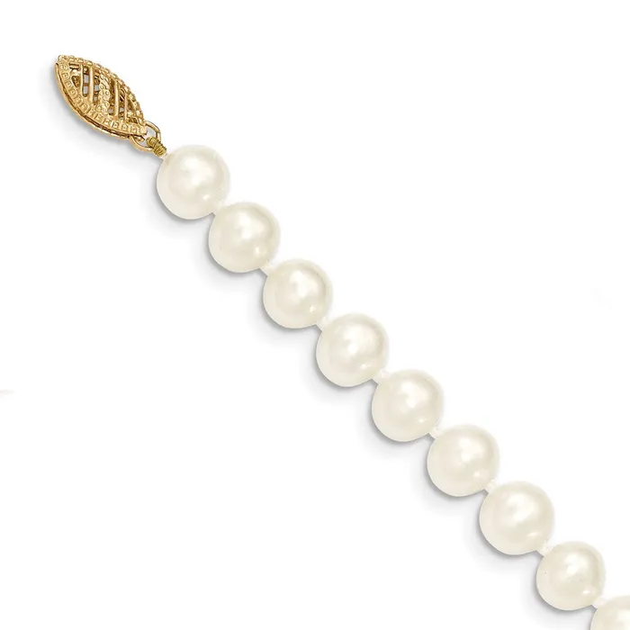 14k 78mm White Near Round Freshwater Cultured Pearl NecklaceWBCWPN07016 WB Choice Jewelry Necklaces 14k 78mm White Near Round Freshwater Cultured Pearl NecklaceWBCWPN07016 WB Choice Jewelry Necklaces