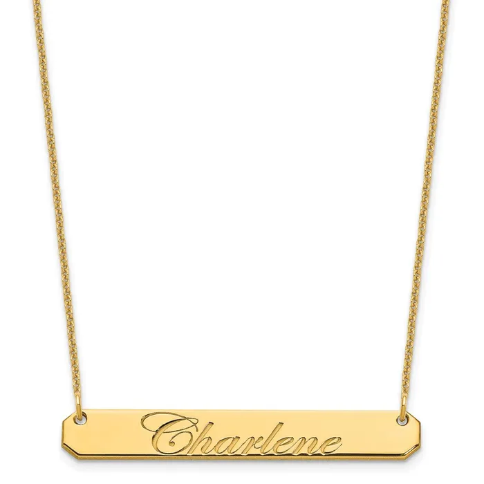 14K Medium Polished Edwardian Script Bar NecklaceWBCXNA1220Y WB Choice Jewelry Necklaces