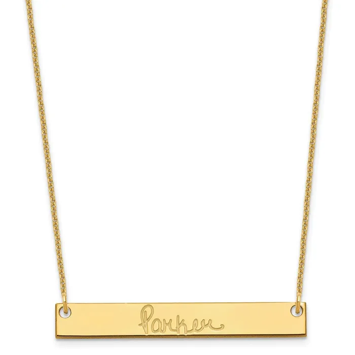 14K Medium Polished Signature Bar NecklaceWBCXNA1274Y WB Choice Jewelry Necklaces