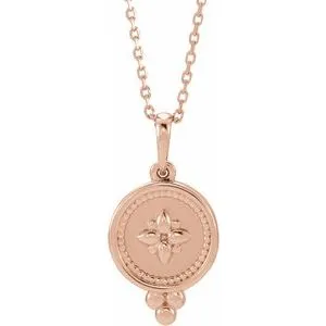 14K Rose Beaded Disc 1618 Necklace86653602PSTWBC WB Choice Jewelry Necklaces