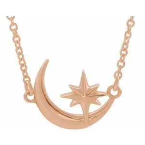 14K Rose Crescent Moon Star 1618 Necklace 86843602PSTWBC WB Choice Jewelry Necklaces