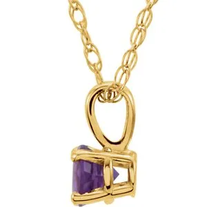 14K Yellow 3 mm Round Imitation Amethyst Youth Birthstone 14 Necklace2839370029PSTWBC WB Choice Jewelry Necklaces 14K Yellow 3 mm Round Imitation Amethyst Youth Birthstone 14 Necklace2839370029PSTWBC WB Choice Jewelry Necklaces