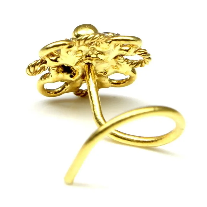 Ethnic Nose Stud White CZ stone nose stud corkscrew nose piercing ring Karizma Jewels Rings