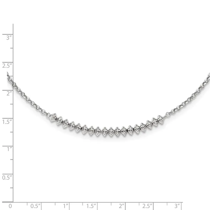 Necklaces Sterling Silver Rhodiumplated Polished Beaded w 2in ext NecklaceWBCQG597518 WB Choice Jewelry Necklaces Sterling Silver Rhodiumplated Polished Beaded w 2in ext NecklaceWBCQG597518 WB Choice Jewelry