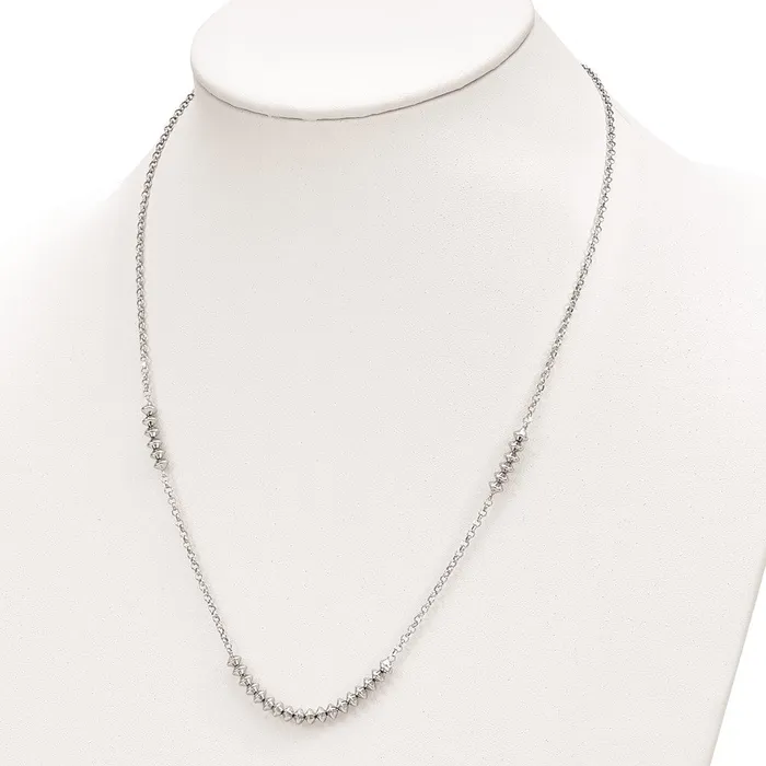 Necklaces Sterling Silver Rhodiumplated Polished Beaded w 2in ext NecklaceWBCQG597518 WB Choice Jewelry Necklaces Sterling Silver Rhodiumplated Polished Beaded w 2in ext NecklaceWBCQG597518 WB Choice Jewelry