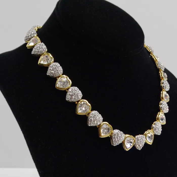Necklaces Vintage by Misty Swarovski Vintage 14K Gold Plated Crystal Heart Choker Necklaces Vintage by Misty Swarovski Vintage 14K Gold Plated Crystal Heart Choker