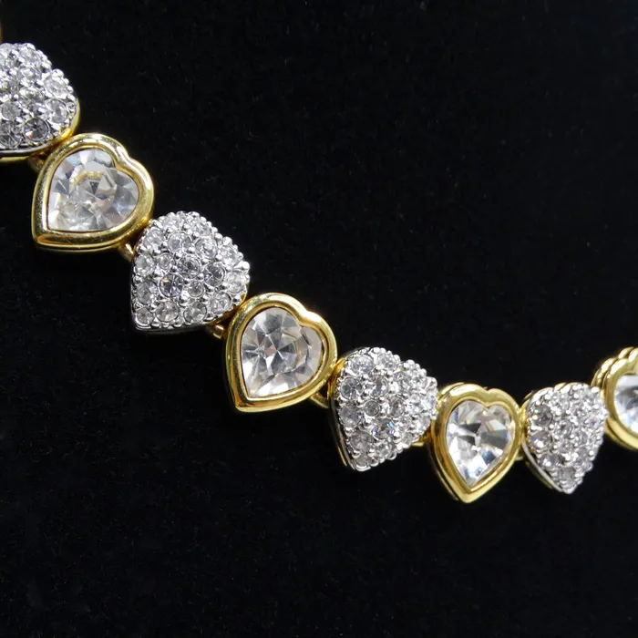 Necklaces Vintage by Misty Swarovski Vintage 14K Gold Plated Crystal Heart Choker Necklaces Vintage by Misty Swarovski Vintage 14K Gold Plated Crystal Heart Choker