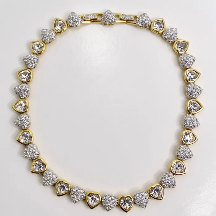 Necklaces Vintage by Misty Swarovski Vintage 14K Gold Plated Crystal Heart Choker Necklaces Vintage by Misty Swarovski Vintage 14K Gold Plated Crystal Heart Choker