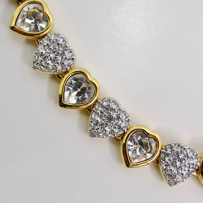 Necklaces Vintage by Misty Swarovski Vintage 14K Gold Plated Crystal Heart Choker Necklaces Vintage by Misty Swarovski Vintage 14K Gold Plated Crystal Heart Choker