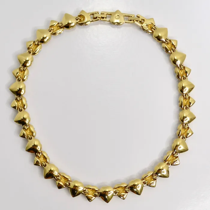 Necklaces Vintage by Misty Swarovski Vintage 14K Gold Plated Crystal Heart Choker Necklaces Vintage by Misty Swarovski Vintage 14K Gold Plated Crystal Heart Choker