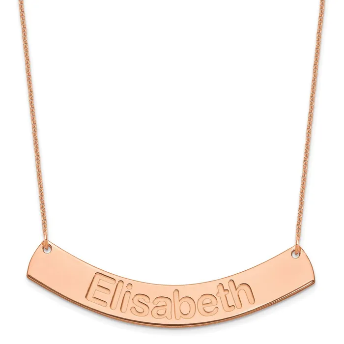 Necklaces WB Choice Jewelry 14K Rose Gold Large Polished Curved Arial Rounded Bar NecklaceWBCXNA1244R