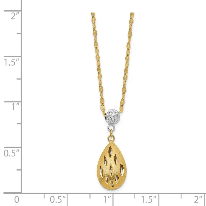 Necklaces WB Choice Jewelry 14k TwoTone DC Teardrop Dangle 2IN Ext NecklaceWBCSF266418 Necklaces WB Choice Jewelry 14k TwoTone DC Teardrop Dangle 2IN Ext NecklaceWBCSF266418