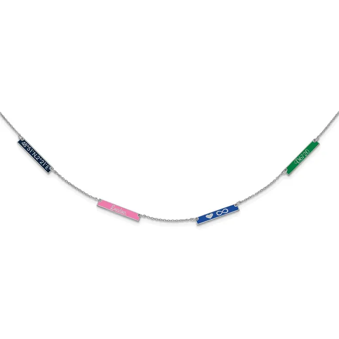 Necklaces WB Choice Jewelry Sterling SilverRhodiumplated Brushed Epoxied 4 Station NecklaceWBCXNA11794SS