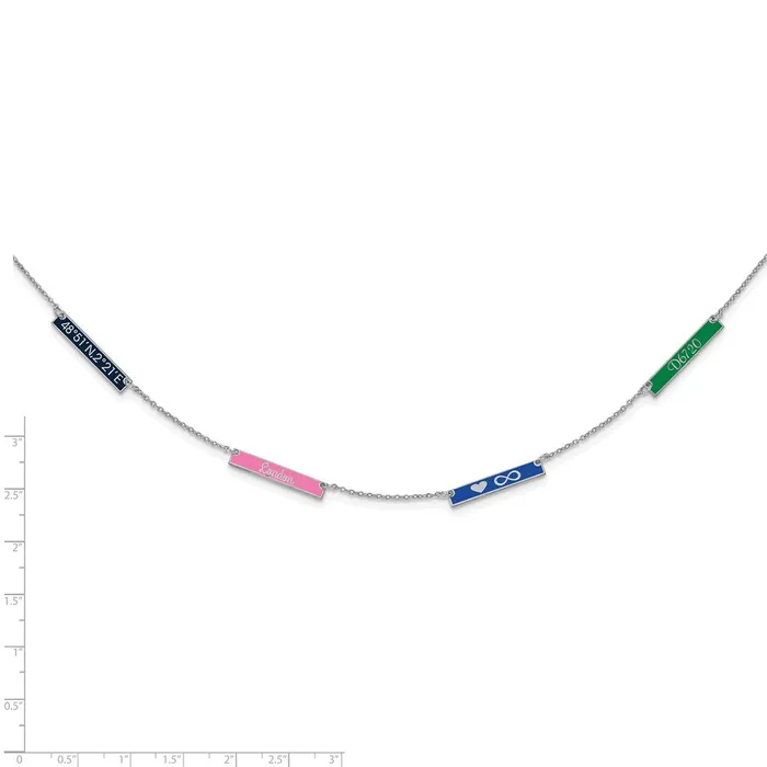 Necklaces WB Choice Jewelry Sterling SilverRhodiumplated Brushed Epoxied 4 Station NecklaceWBCXNA11794SS