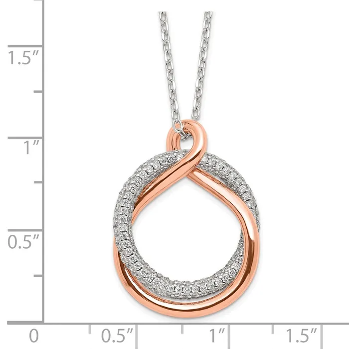 Necklaces WB Choice Jewelry Sterling Silver Rosetone Polished Pave CZ Twist w2 in ext NecklaceWBCQG6109155 Necklaces WB Choice Jewelry Sterling Silver Rosetone Polished Pave CZ Twist w2 in ext NecklaceWBCQG6109155