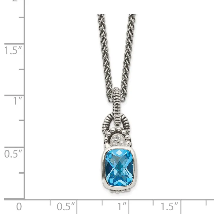 Necklaces WB Choice Jewelry Sterling Silver Sky Blue Topaz Diamond NecklaceWBCQTC298 Necklaces WB Choice Jewelry Sterling Silver Sky Blue Topaz Diamond NecklaceWBCQTC298