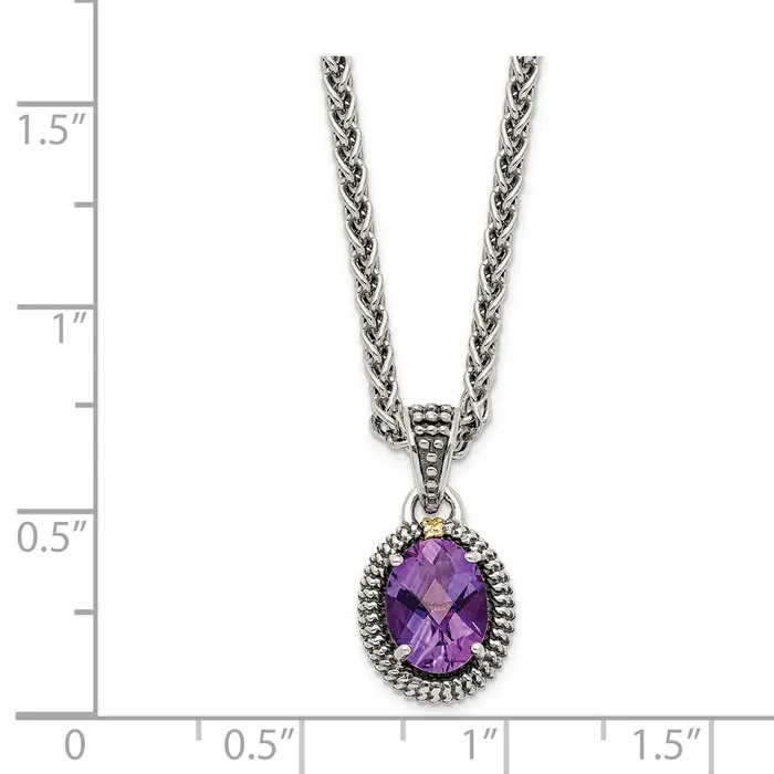 Sterling Silver w14ky Amethyst Oval NecklaceWBCQTC1232 WB Choice Jewelry Necklaces Sterling Silver w14ky Amethyst Oval NecklaceWBCQTC1232 WB Choice Jewelry Necklaces
