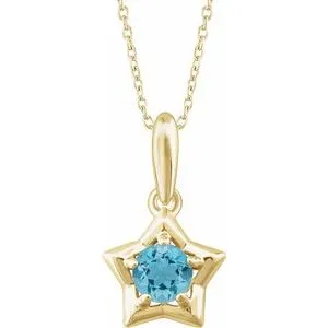 WB Choice Jewelry 14K Yellow 3 mm Round March Youth Star Birthstone 15 Necklace653418640PSTWBC Necklaces