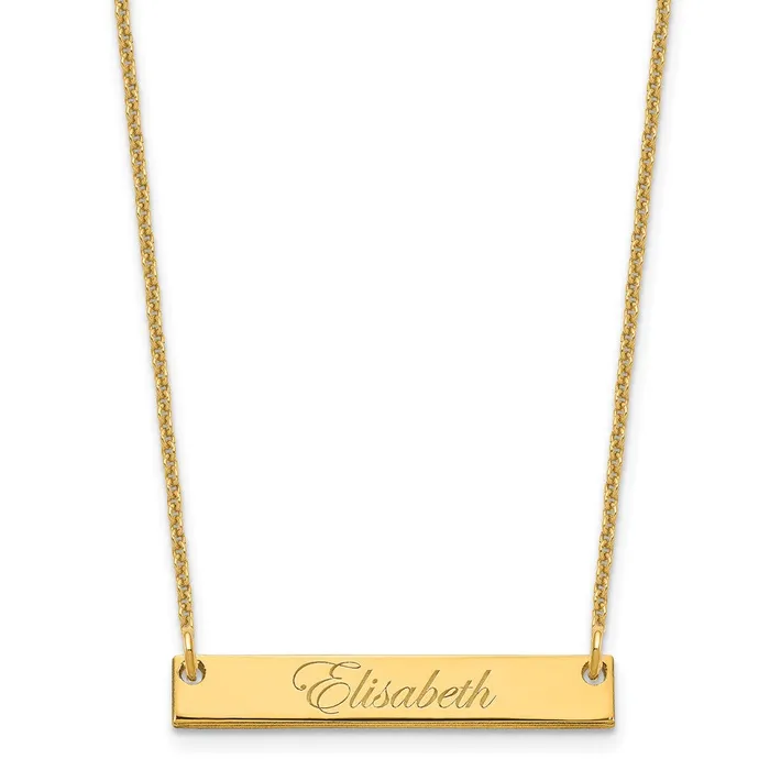 WB Choice Jewelry Necklaces 14K Small Polished Edwardian Script Bar NecklaceWBCXNA640Y
