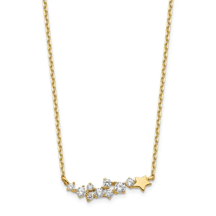 WB Choice Jewelry Necklaces 14K Yellow Gold Shooting Star w 1in ext CZ NecklaceWBCSF277715