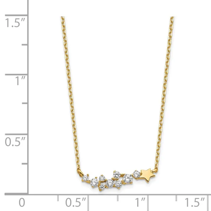 WB Choice Jewelry Necklaces 14K Yellow Gold Shooting Star w 1in ext CZ NecklaceWBCSF277715