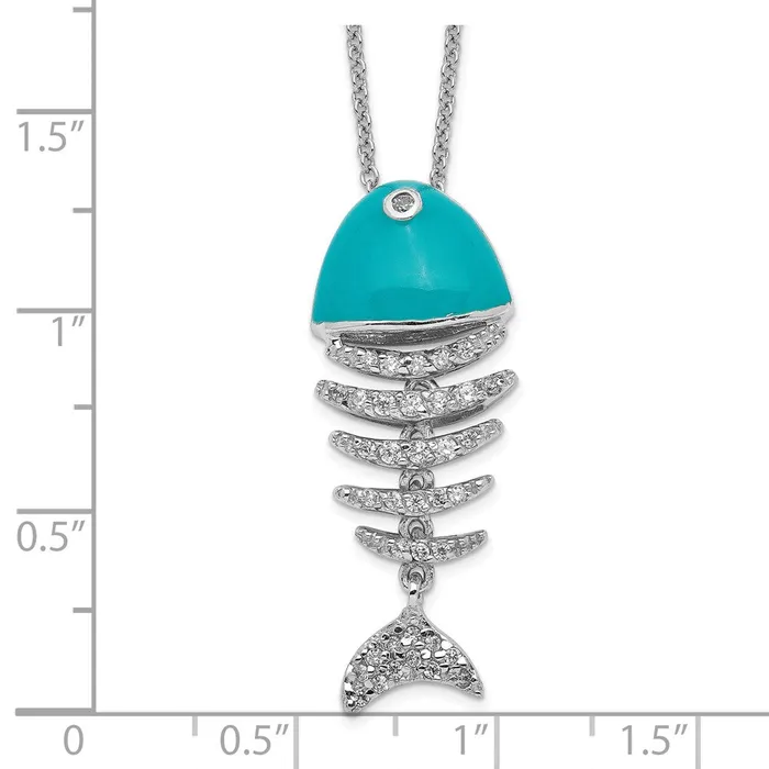 WB Choice Jewelry Necklaces Cheryl M Sterling Silver Rhodium Plated Enameled CZ Fish 18in NecklaceWBCQCM57418 WB Choice Jewelry Necklaces Cheryl M Sterling Silver Rhodium Plated Enameled CZ Fish 18in NecklaceWBCQCM57418
