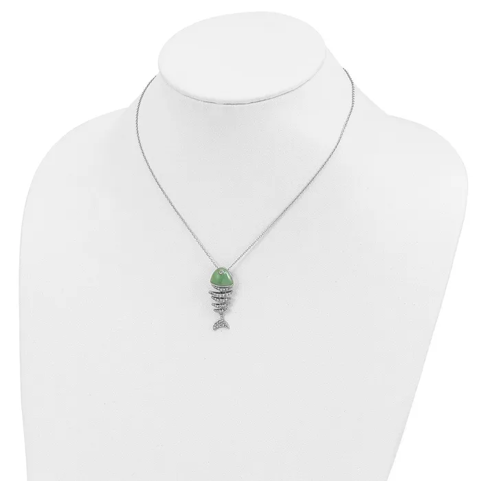 WB Choice Jewelry Necklaces Cheryl M Sterling Silver Rhodium Plated Enameled CZ Fish 18in NecklaceWBCQCM57418 WB Choice Jewelry Necklaces Cheryl M Sterling Silver Rhodium Plated Enameled CZ Fish 18in NecklaceWBCQCM57418