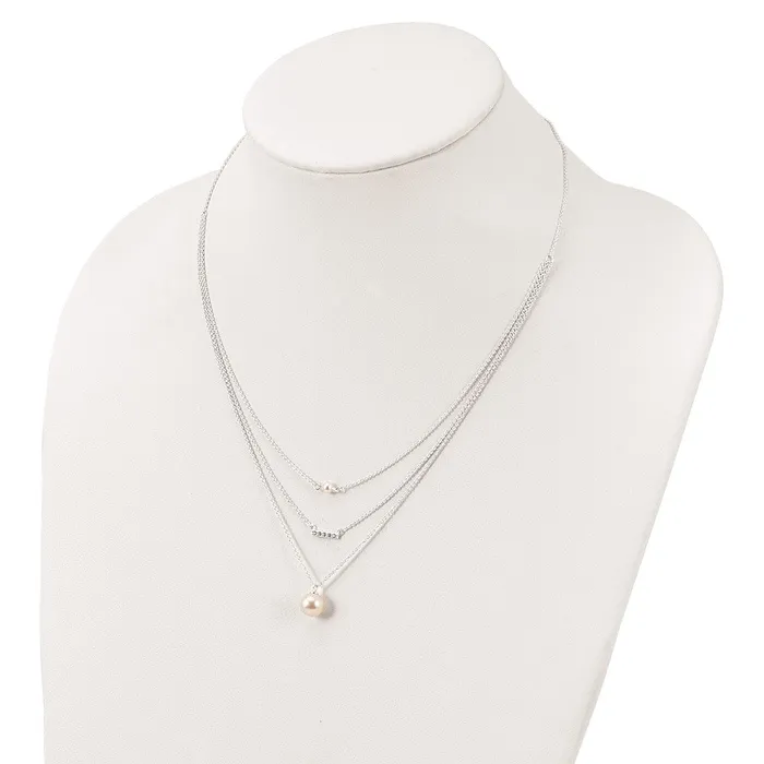 WB Choice Jewelry Necklaces Sterling Silver Multi Strand CZ and Glass Pearl NecklaceWBCQH566518 WB Choice Jewelry Necklaces Sterling Silver Multi Strand CZ and Glass Pearl NecklaceWBCQH566518