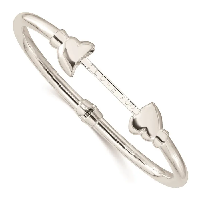 WB Choice Jewelry Necklaces Sterling Silver Polished Heart I LOVE YOU Inside Clasp Hinged BangleWBCQB1404 WB Choice Jewelry Necklaces Sterling Silver Polished Heart I LOVE YOU Inside Clasp Hinged BangleWBCQB1404