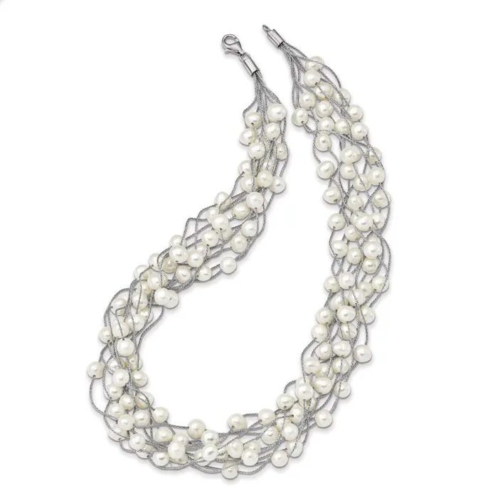 WB Choice Jewelry Necklaces Sterling Silver RH 68mm White FWC Pearl Multistrand NecklaceWBCQH541015 WB Choice Jewelry Necklaces Sterling Silver RH 68mm White FWC Pearl Multistrand NecklaceWBCQH541015