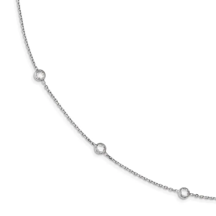 WB Choice Jewelry Necklaces Sterling Silver Rhodiumplated 9Station CZ Polished NecklaceWBCQG428318