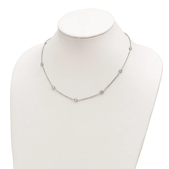 WB Choice Jewelry Necklaces Sterling Silver Rhodiumplated 9Station CZ Polished NecklaceWBCQG428318 WB Choice Jewelry Necklaces Sterling Silver Rhodiumplated 9Station CZ Polished NecklaceWBCQG428318