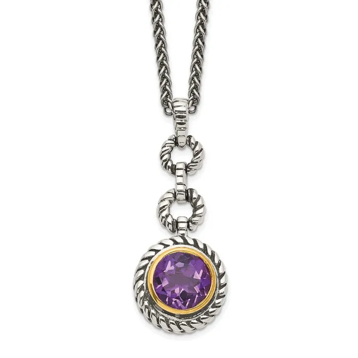 WB Choice Jewelry Necklaces Sterling Silver wGoldtone Flash GP Amethyst NecklaceWBCQTC40