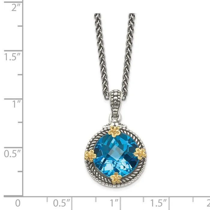 WB Choice Jewelry Sterling Silver w14k Swiss Blue Topaz NecklaceWBCQTC264 Necklaces WB Choice Jewelry Sterling Silver w14k Swiss Blue Topaz NecklaceWBCQTC264 Necklaces