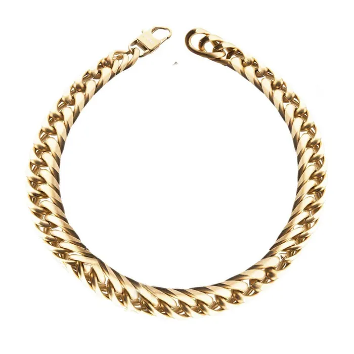 Bracelets INOX JEWELRY Golden Tone Stainless Steel Matte Finish New England Cuban Chain Bracelet