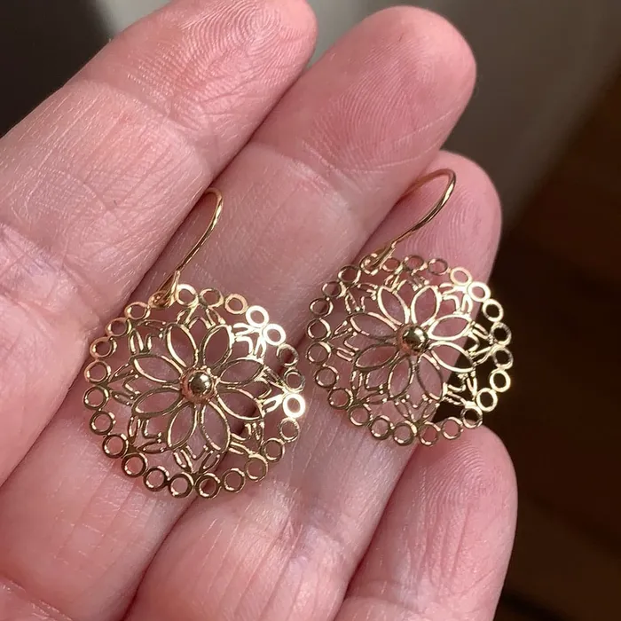 Mandala Earrings 14k Gold Vintage Love Vintage Paris Earrings