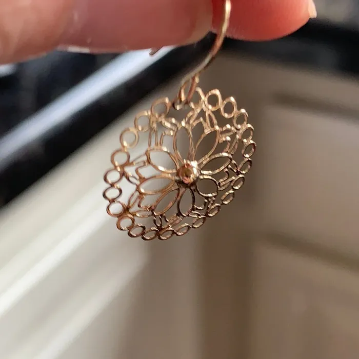 Mandala Earrings 14k Gold Vintage Love Vintage Paris Earrings